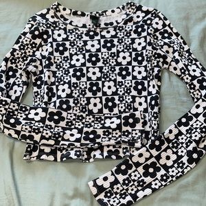 60’s print floral long-sleeve crop top, never worn